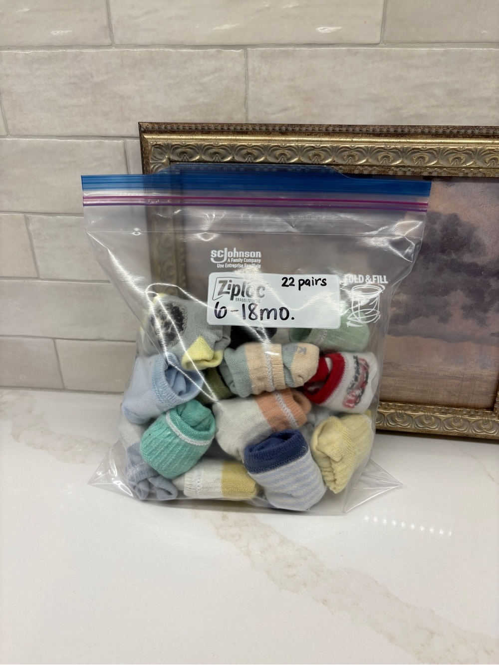 6-18 month socks (22 pairs) Various Brands, colors, styles, patterns